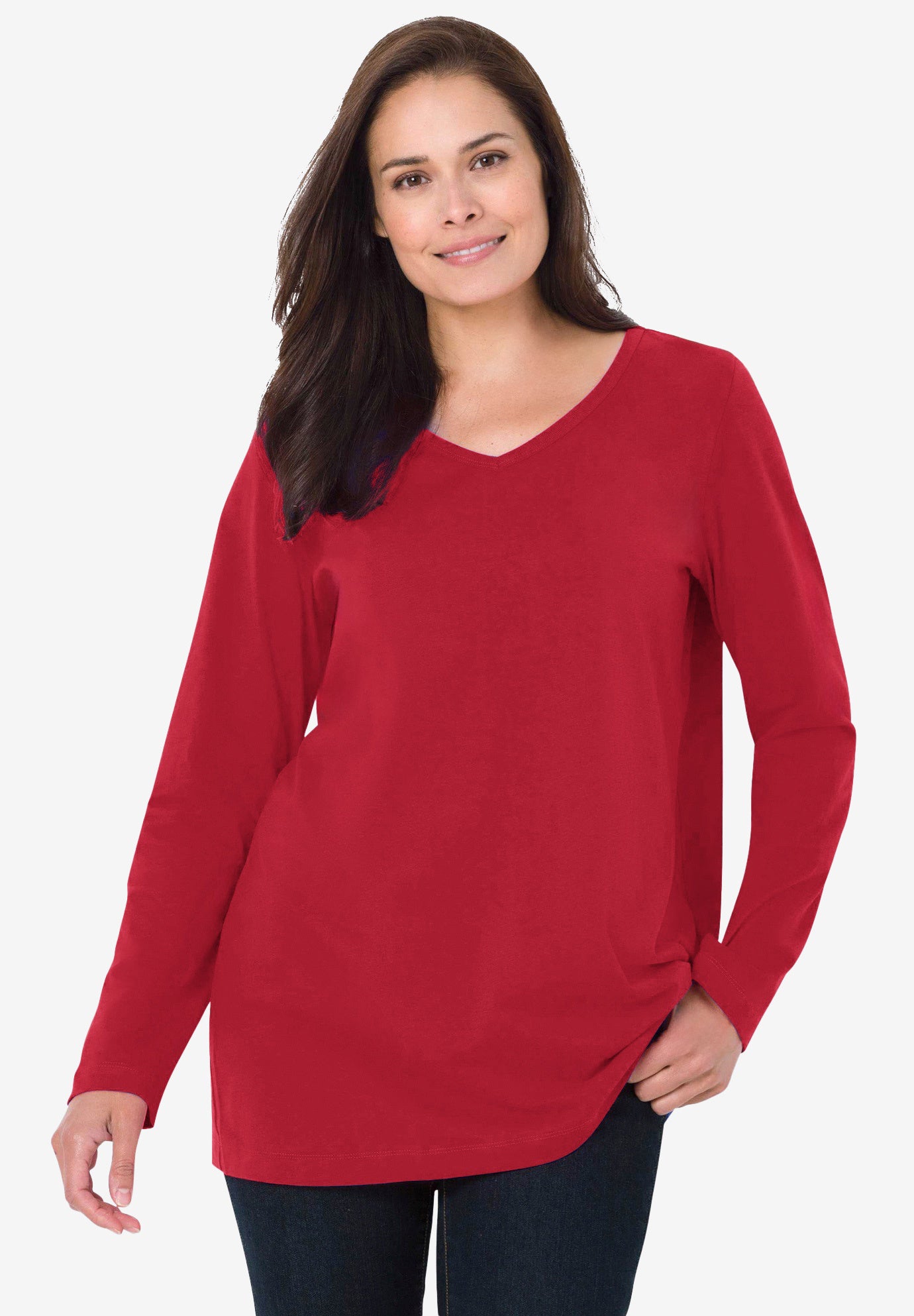 Perfect Printed Long-Sleeve V-Neck Tee image number 3