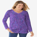 Perfect Printed Long-Sleeve V-Neck Tee image number 0