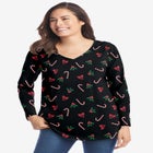Perfect Printed Long-Sleeve V-Neck Tee image number 0