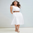 Linen Fit & Flare Dress image number null