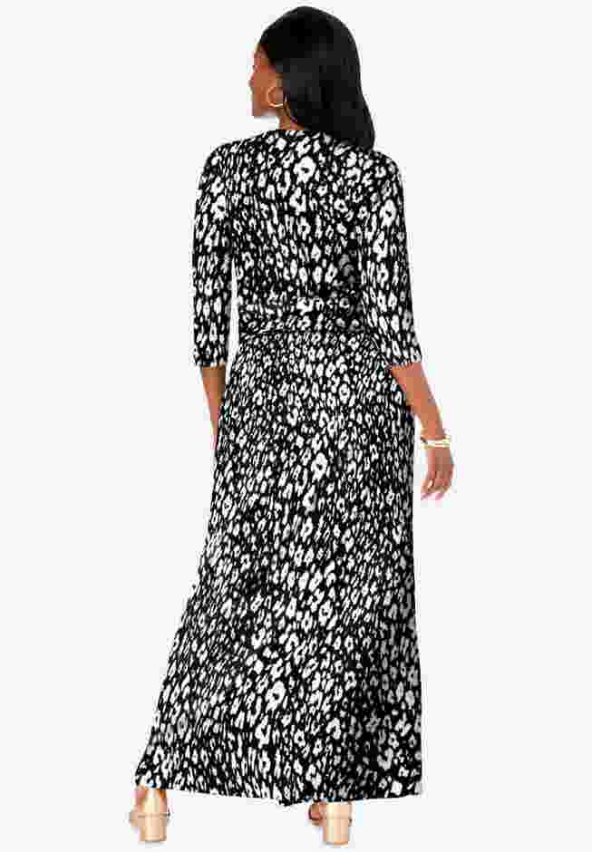 Stretch Knit Faux Wrap Maxi Dress image number 1