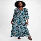 Stretch Knit Faux Wrap Maxi Dress image number null