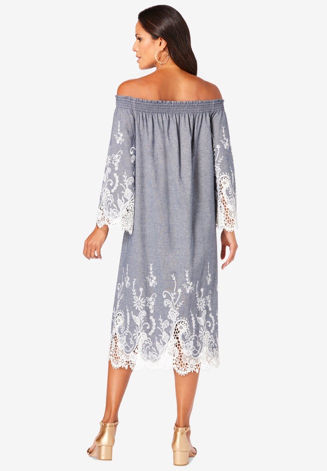 Eyelet Off-The-Shoulder Dress image number null