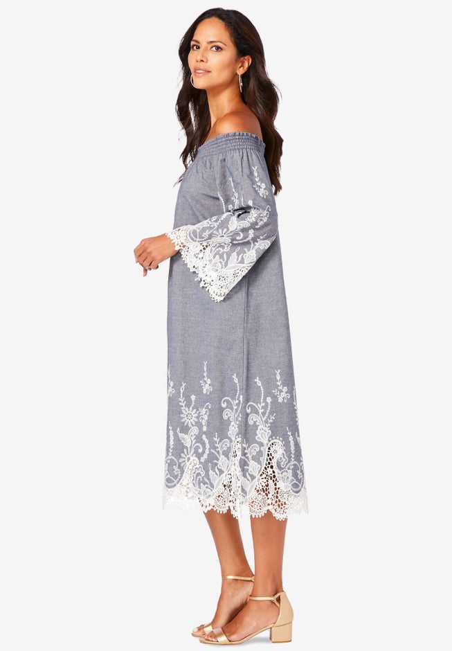 Eyelet Off-The-Shoulder Dress image number null