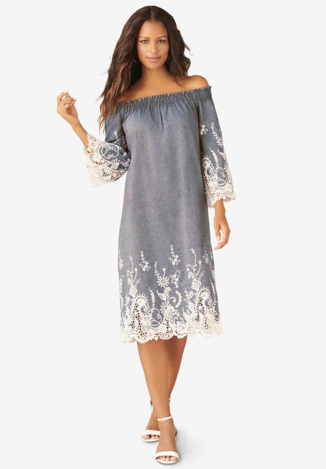 Eyelet Off-The-Shoulder Dress image number null