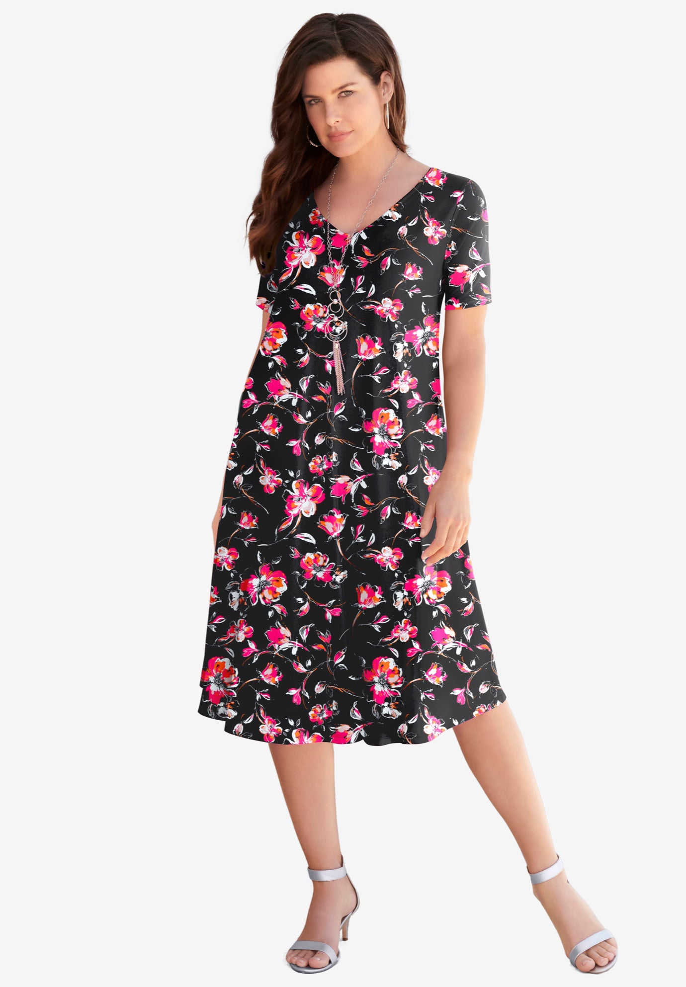 Plus Size Short Sleeve Sleeve Swing Dress image number 0