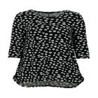Stretch Jersey Knit Scoop Neck Three-Quarter Sleeve Curved Hem A-Line Tunic image number null
