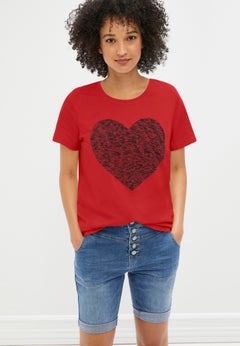 100% Cotton Jersey Slub Scoopneck Short Sleeve Graphic Tee