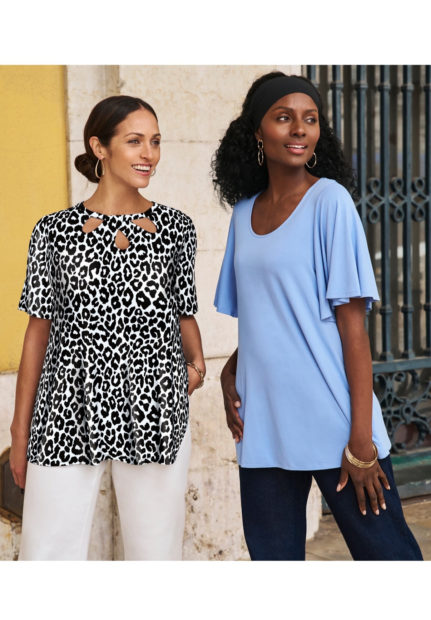 Stretch Knit Cutout Swing Tunic image number 1