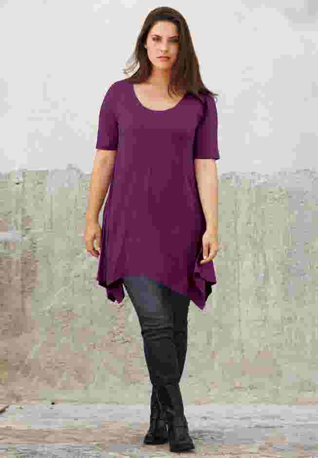 Scoop Neck Hanky Hem Tunic image number 0