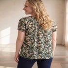 A-Line Scoop Neck Ruffle Trim 100% Cotton Cambric Peasant Blouse image number 1
