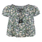 A-Line Scoop Neck Ruffle Trim 100% Cotton Cambric Peasant Blouse image number 3