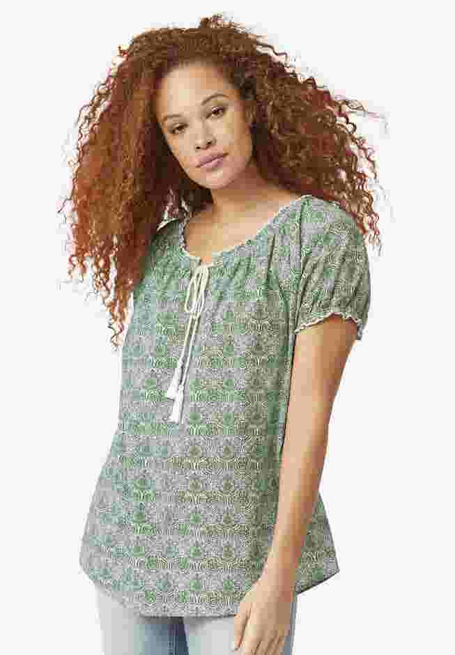 Ruffle Trim Peasant Blouse image number 0