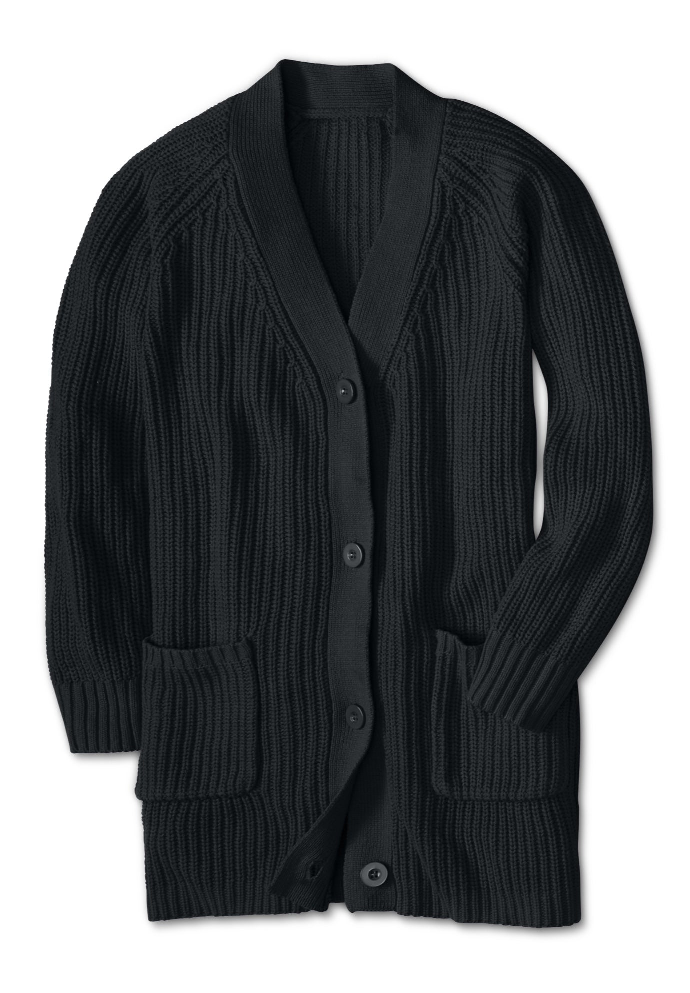 Shaker Button-Front Cardigan Sweater image number 2
