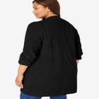 Shaker Button-Front Cardigan Sweater image number 1