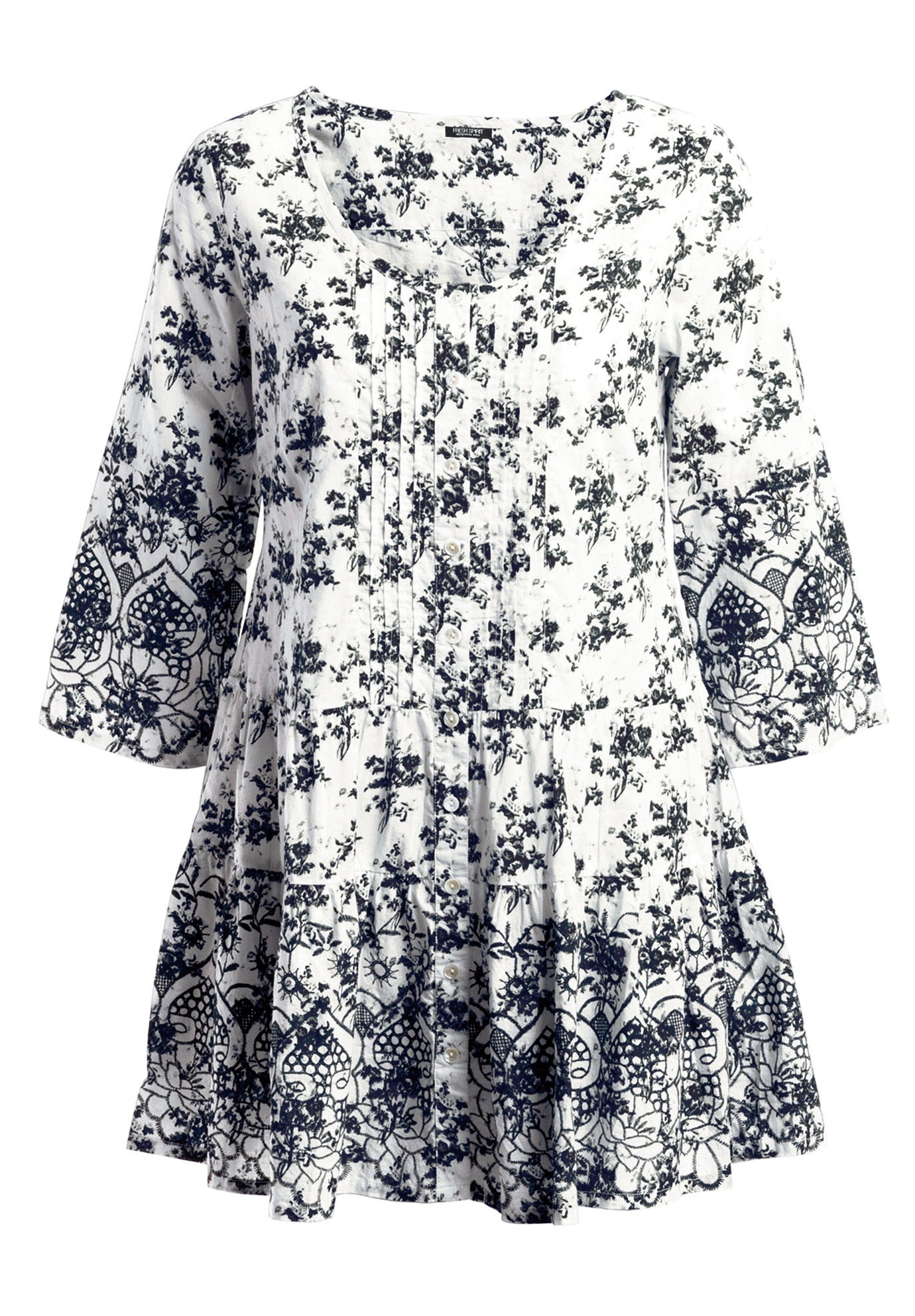 Tiered Floral 3/4 Sleeve Tunic image number 0