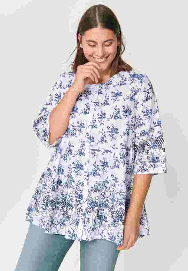 Tiered Floral 3/4 Sleeve Tunic image number 0