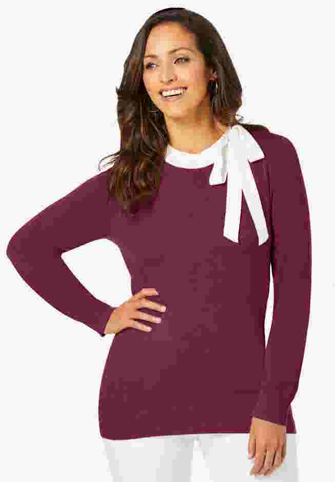 Tie-Neck Sweater image number 0