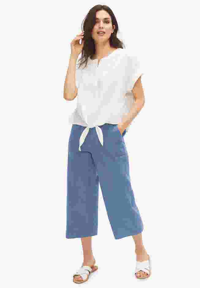Linen-Blend Drawstring Capris image number 0