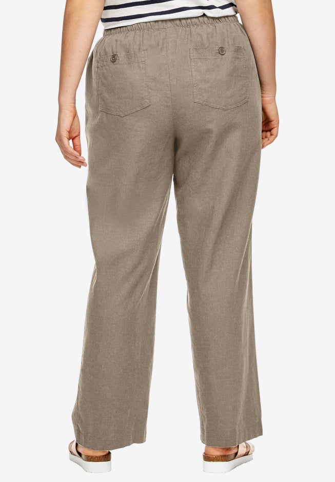 Linen-Blend Drawstring Pants image number 1