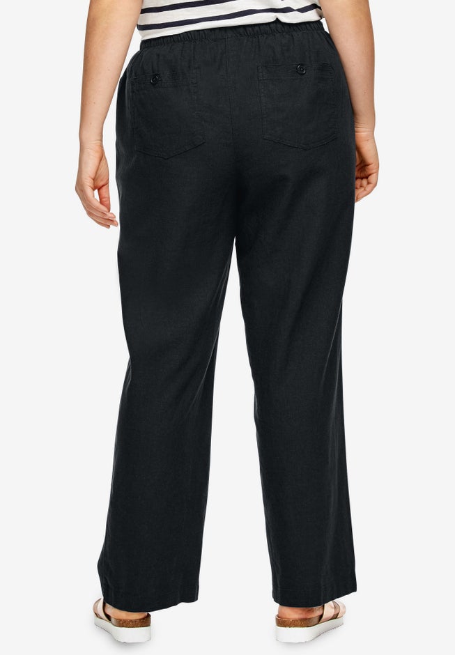 Linen-Blend Drawstring Pants image number 1