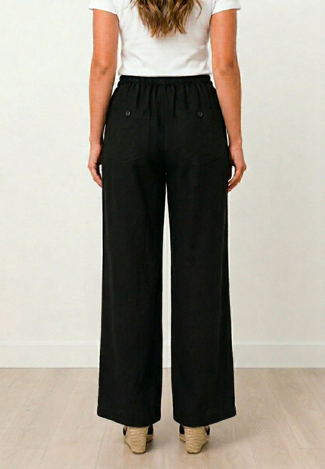 Linen-Blend Elastic Waist Drawstring Relaxed Pant image number 2