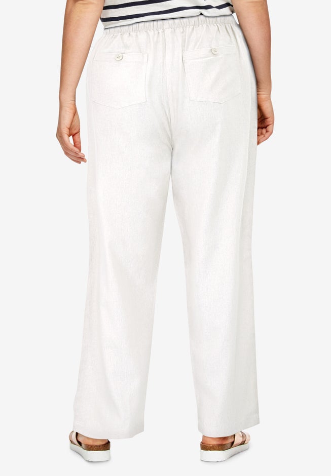 Linen-Blend Drawstring Pants image number 1