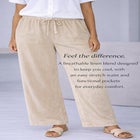 Linen-Blend Drawstring Elastic Waist Pants image number null