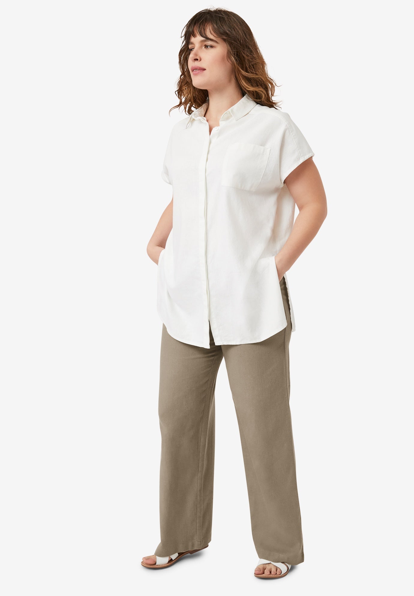 Linen-Blend Drawstring Pants image number 0