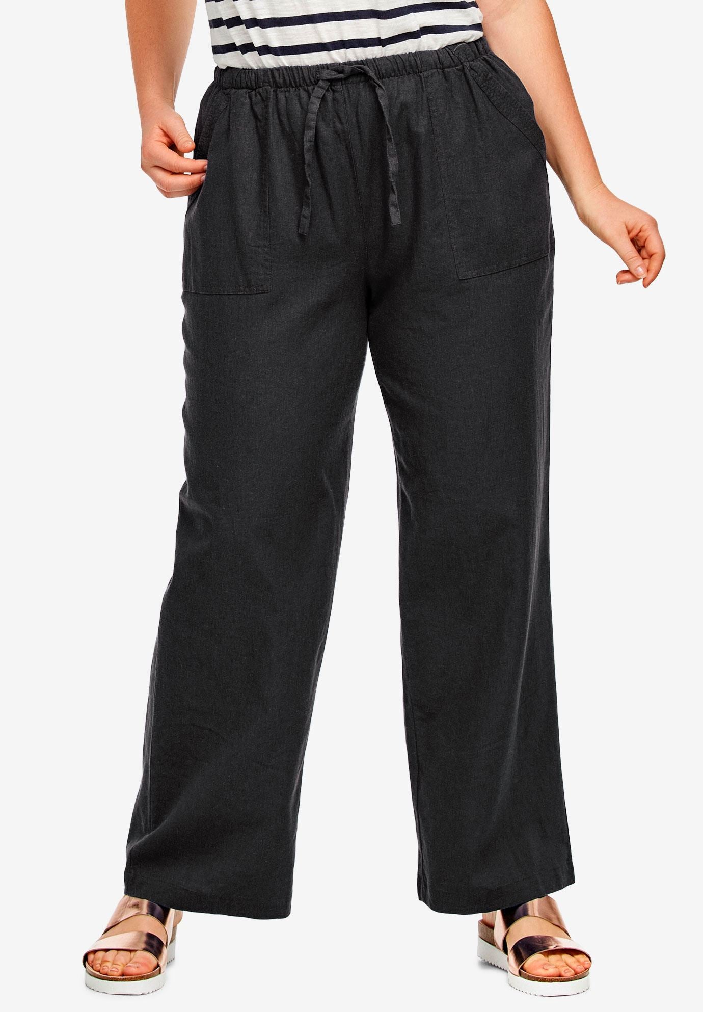 Linen-Blend Drawstring Pants image number 0