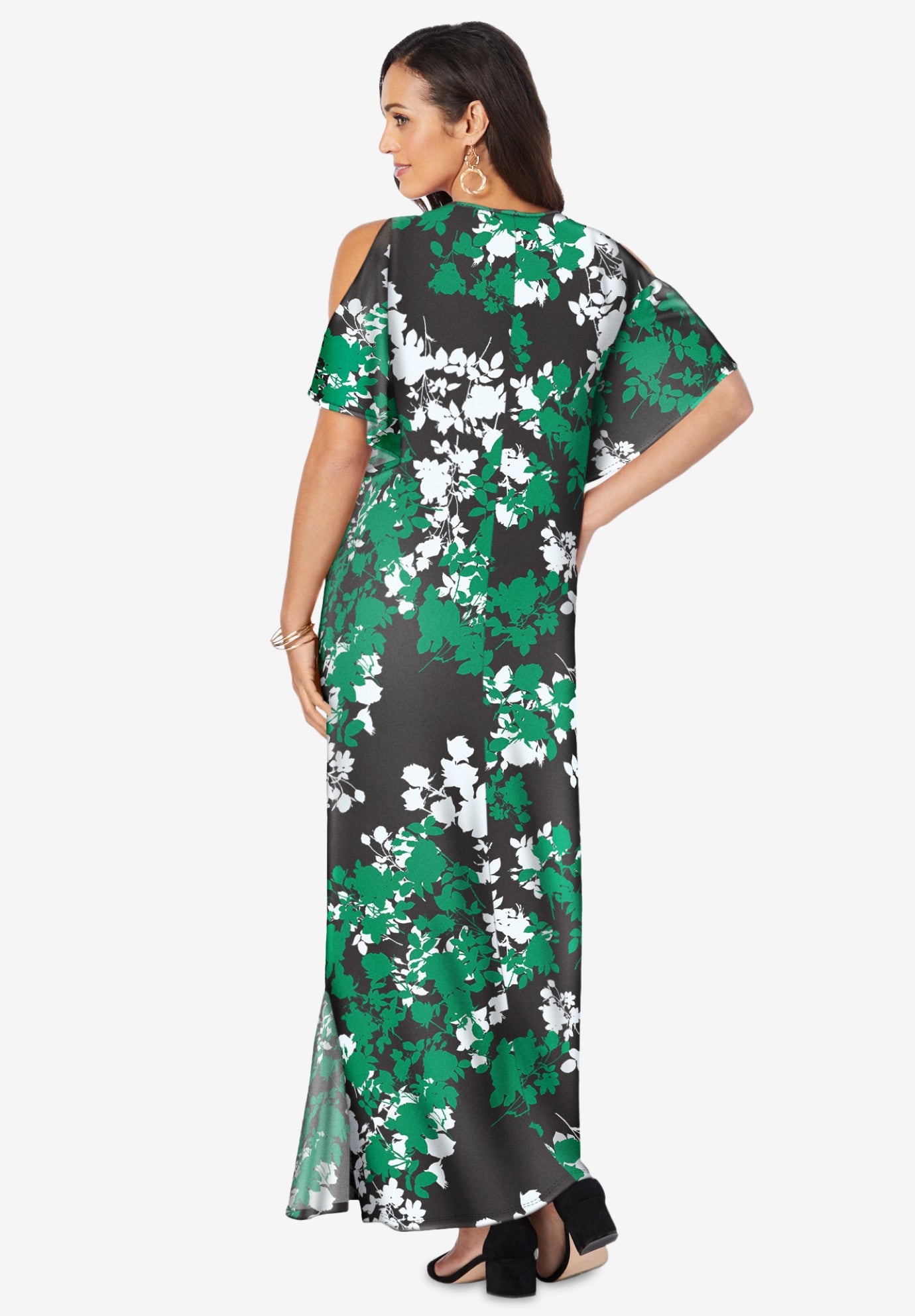 Stretch Knit Cold Shoulder Maxi Dress image number 1