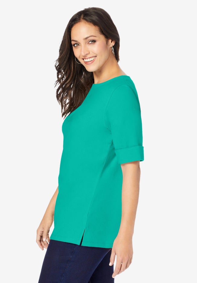 Stretch Cotton Cuff Tee image number 1