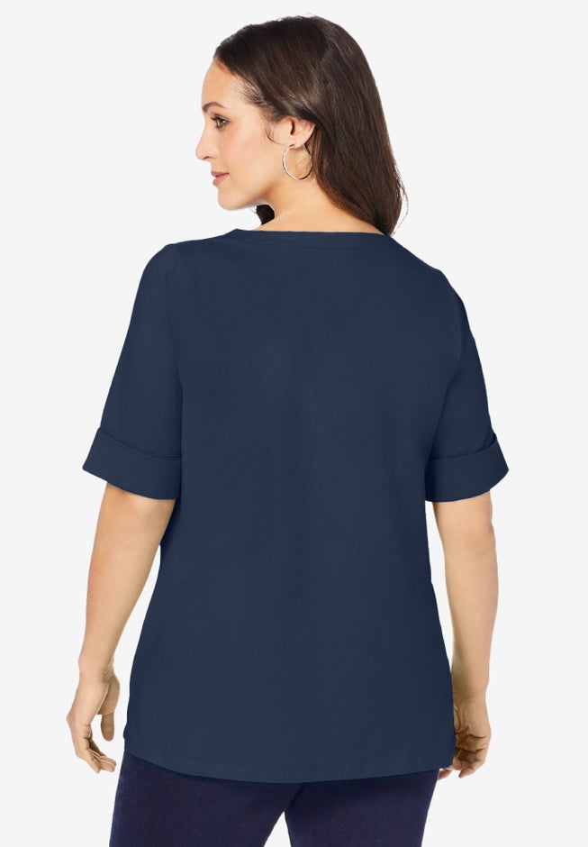 Stretch Cotton Cuff Tee image number 2