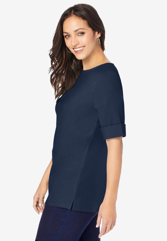 Stretch Cotton Cuff Tee image number 1