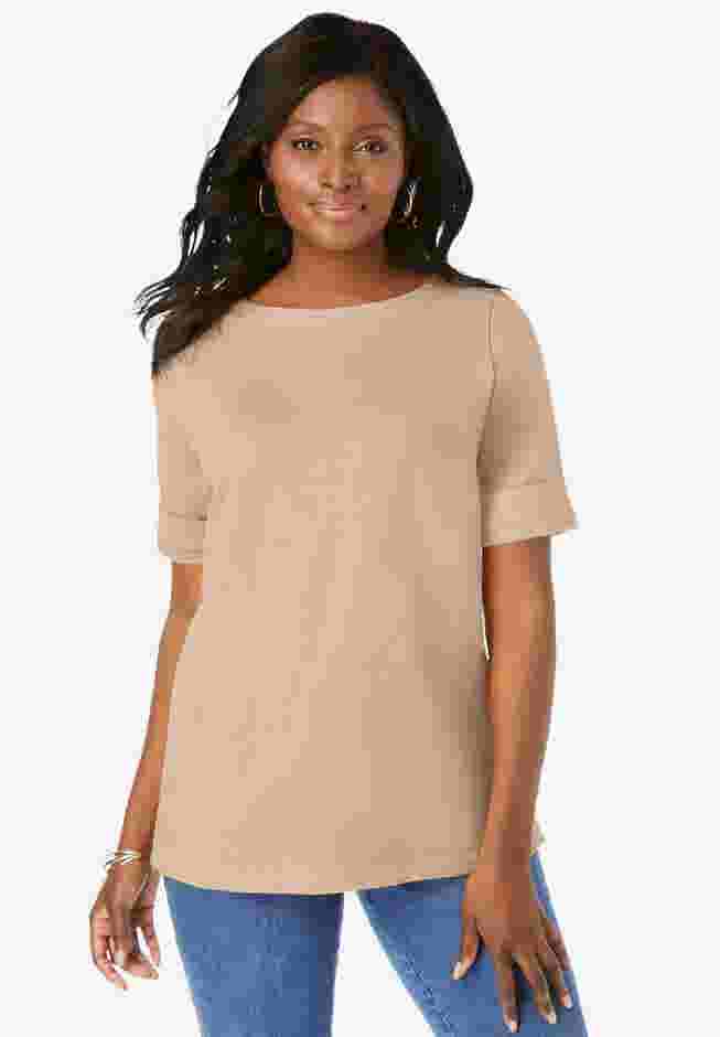 Stretch Cotton Cuff Tee image number 0