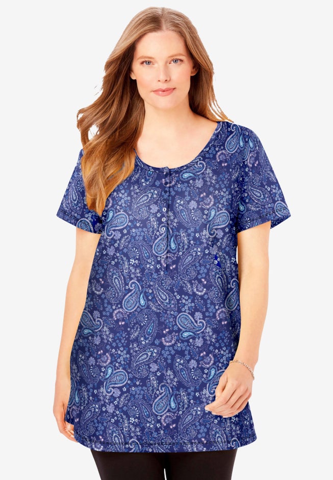 Perfect Short-Sleeve Scoop-Neck Henley Tunic image number 6