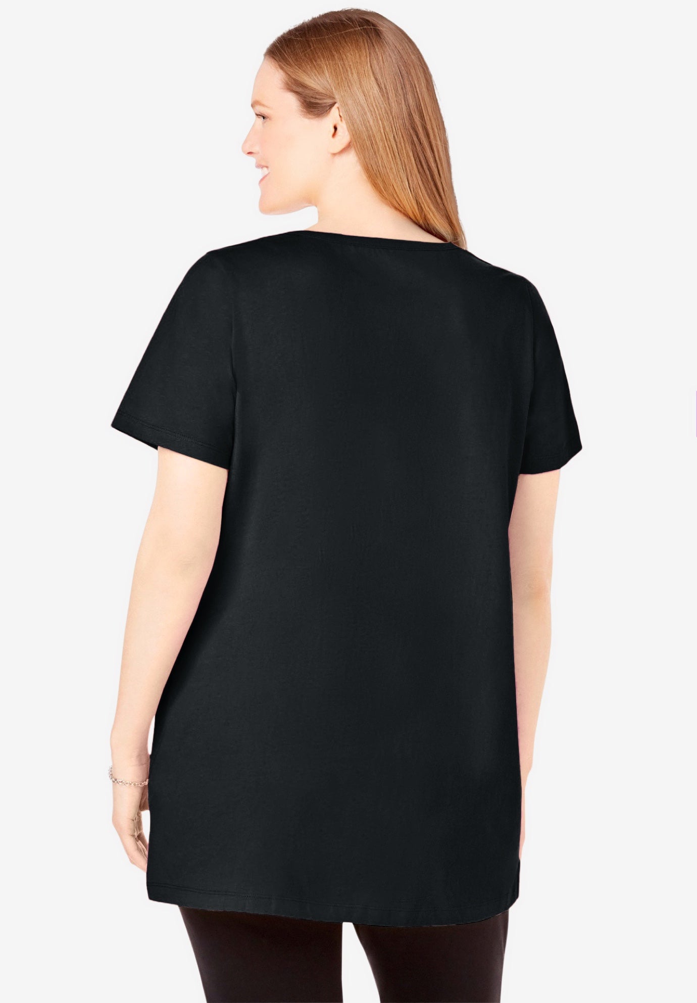 Perfect Short-Sleeve Scoop-Neck Henley Tunic image number 1