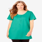 Perfect Short-Sleeve Scoop-Neck Henley Tunic image number null