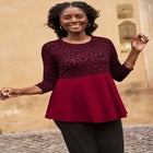 Printed Yoke Trapeze Tee image number null