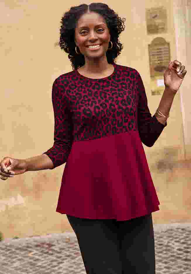 Printed Yoke Trapeze Tee image number 1