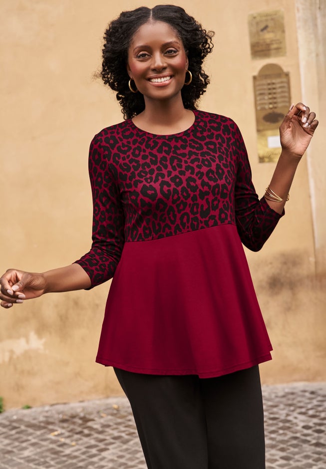 Printed Yoke Trapeze Tee image number 1