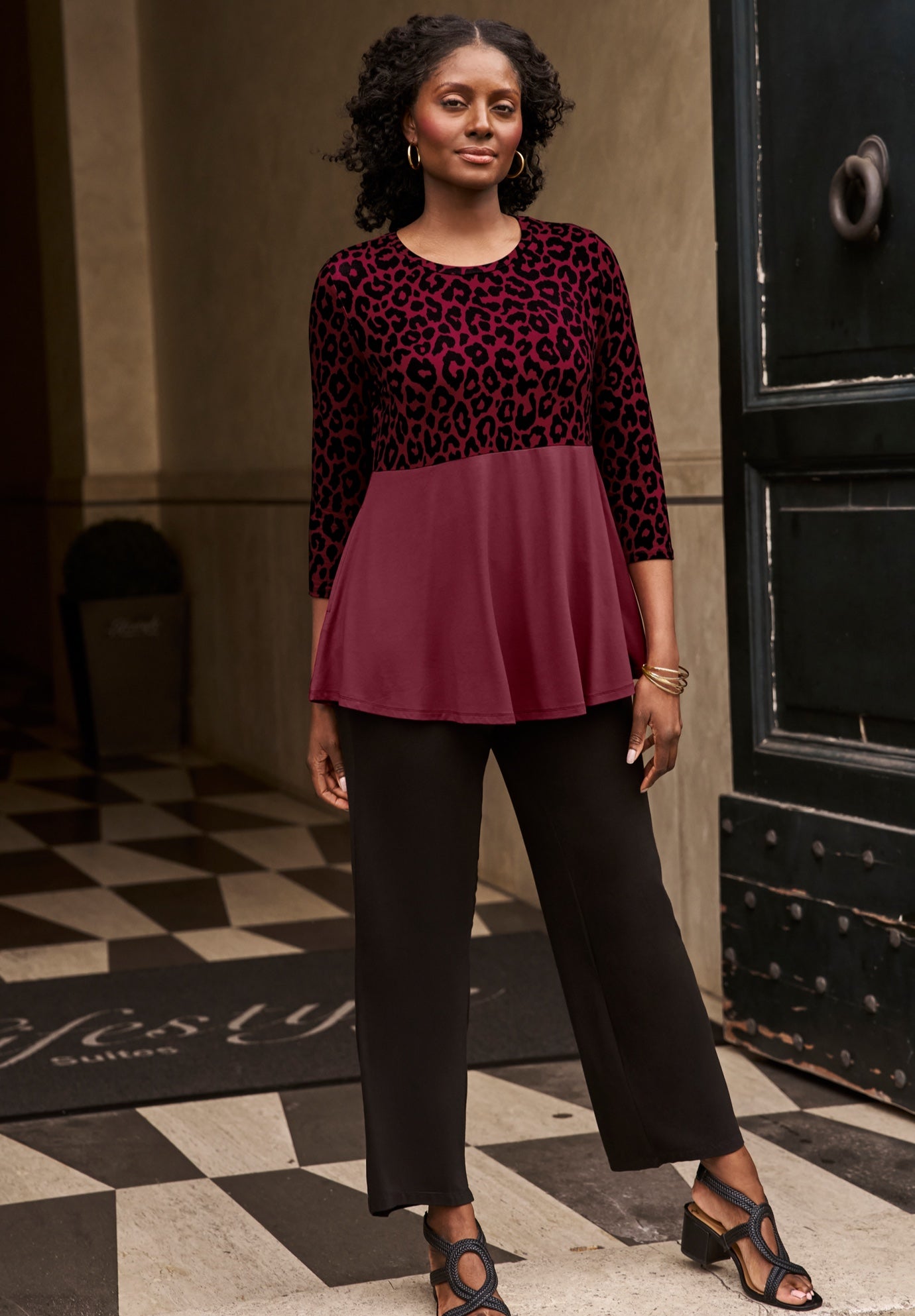 Printed Yoke Trapeze Tee image number 0