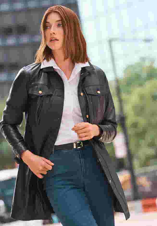 Long Leather Jacket image number 1