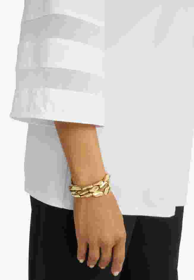 Stretch Knit Mesh Inset Sleeve Tunic image number 3