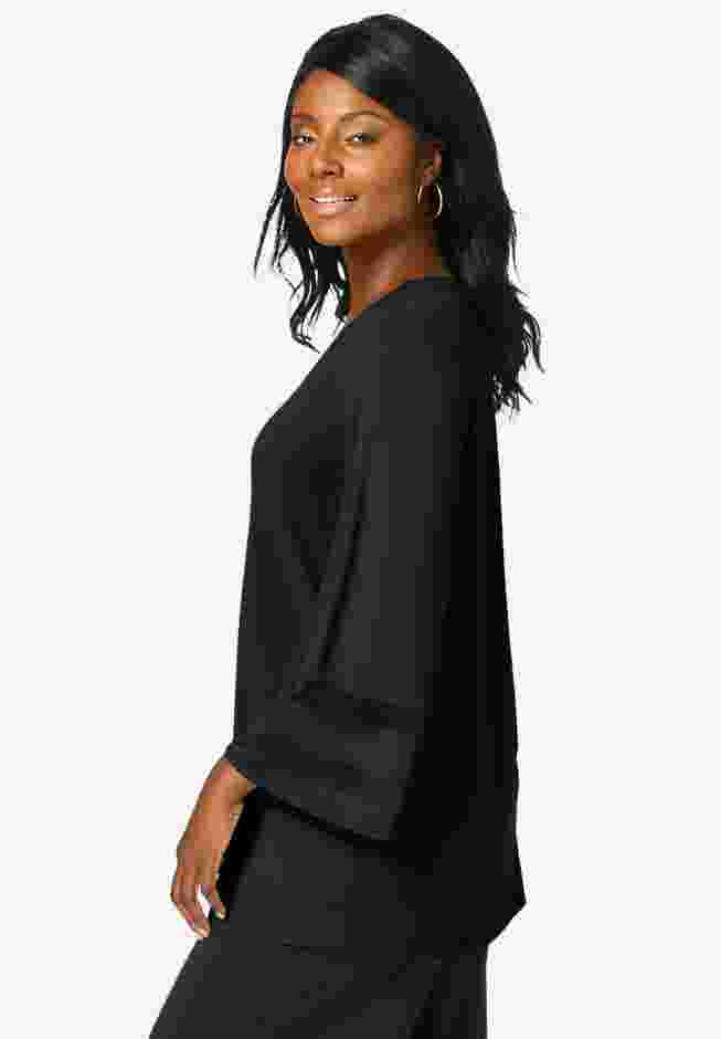 Stretch Knit Mesh Inset Sleeve Tunic image number 2