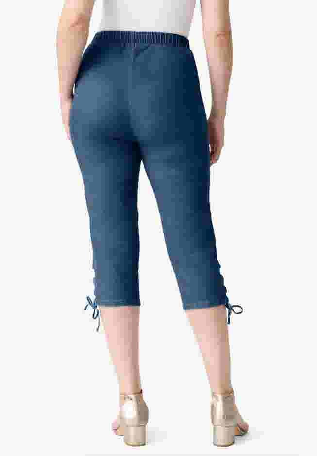 Plus Size Comfort Stretch Lace Up Capri Jean image number 1
