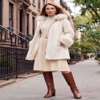 Hooded Faux Fur Trim Coat image number 0