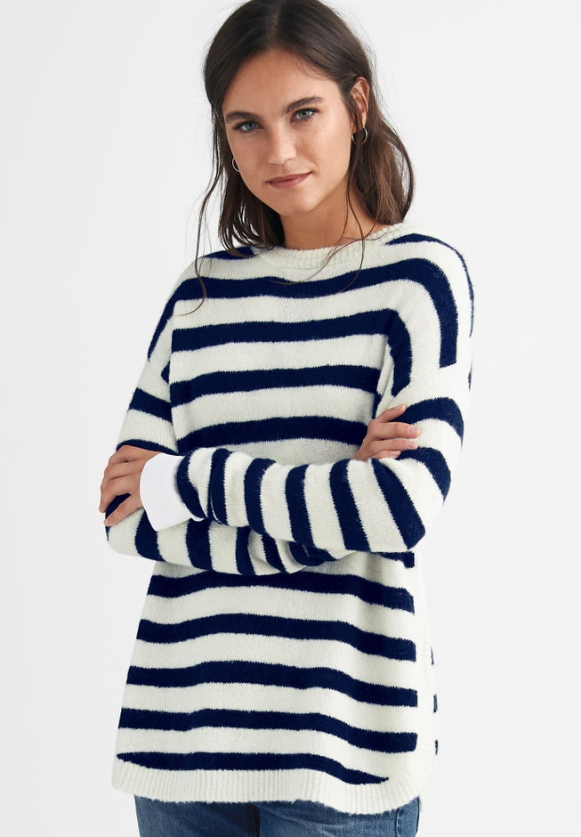 Striped Tunic Sweater image number null