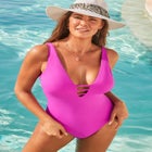 Strappy Plunge One Piece Swimsuit image number null