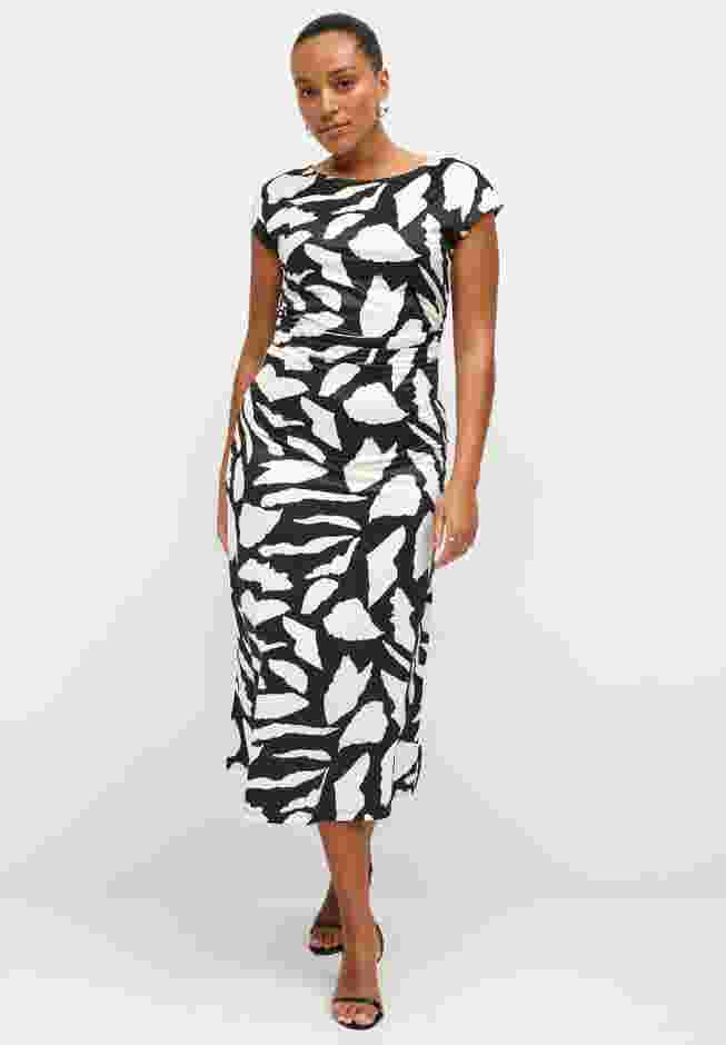 Ruched A-Line Knit Midi Dress image number 0